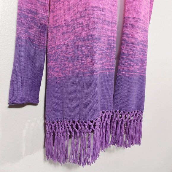 Lilly Pulitzer Tatum Marled Ombre Fringe Cardigan in Orchid Oasis- Good - Small - Picture 5 of 11